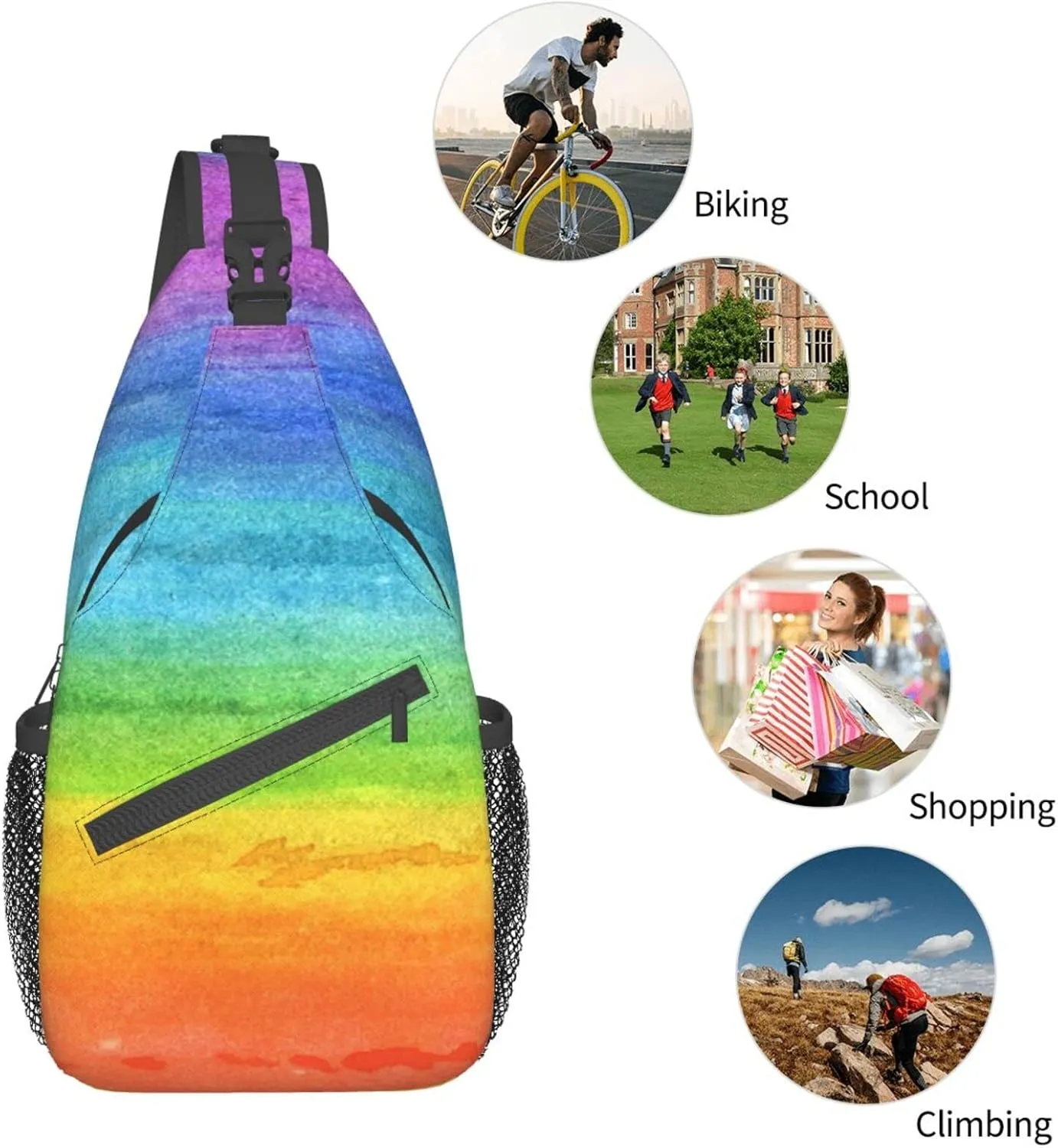 LGBT Gay Pride Sling Bag,Multipurpose Crossbody Backpack Shoulder Chest Bag for Women Men Travel Hiking Daypack