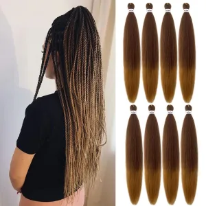 Liang Dian Braiding Hair Pre Stretched Ombre 30 Inch 8 Packs Synthetic Crochet Braids Hot Water Setting Professional Soft Yaki Texture Synthetic Hair Extensions(30/27)