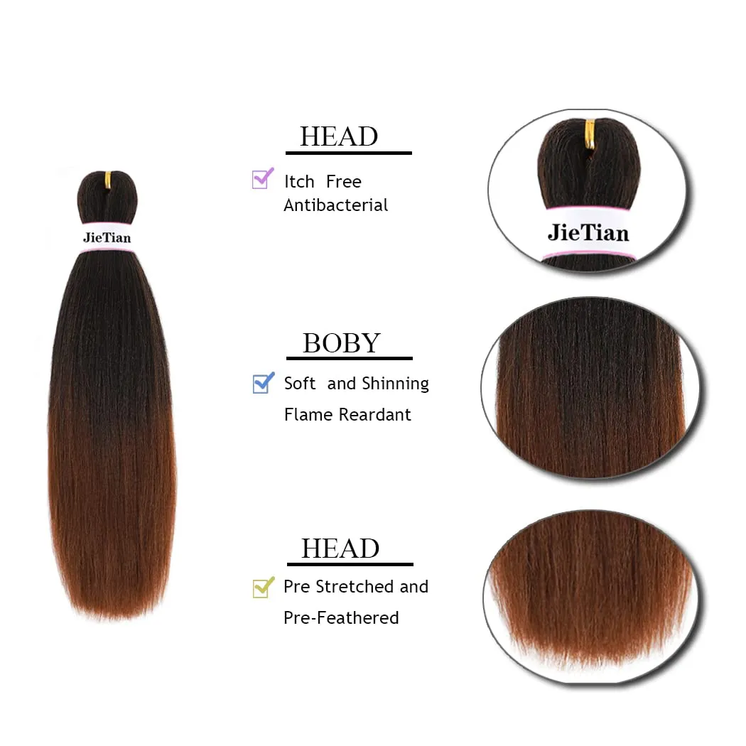 Liang Dian Pre Stretched Braiding Hair Ombre 12 Inch 8 Packs Synthetic Crochet Braids Hot Water Setting Professional Soft Yaki Texture Synthetic Hair Extensions(12 Inch 1B/30)