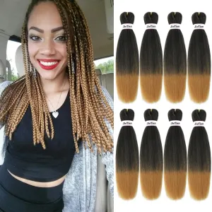 Liang Dian Pre Stretched Braiding Hair Ombre 14 Inch 8 Packs Synthetic Crochet Braids Hot Water Setting Professional Soft Yaki Texture Synthetic Hair Extensions(14 Inch 1B/27)