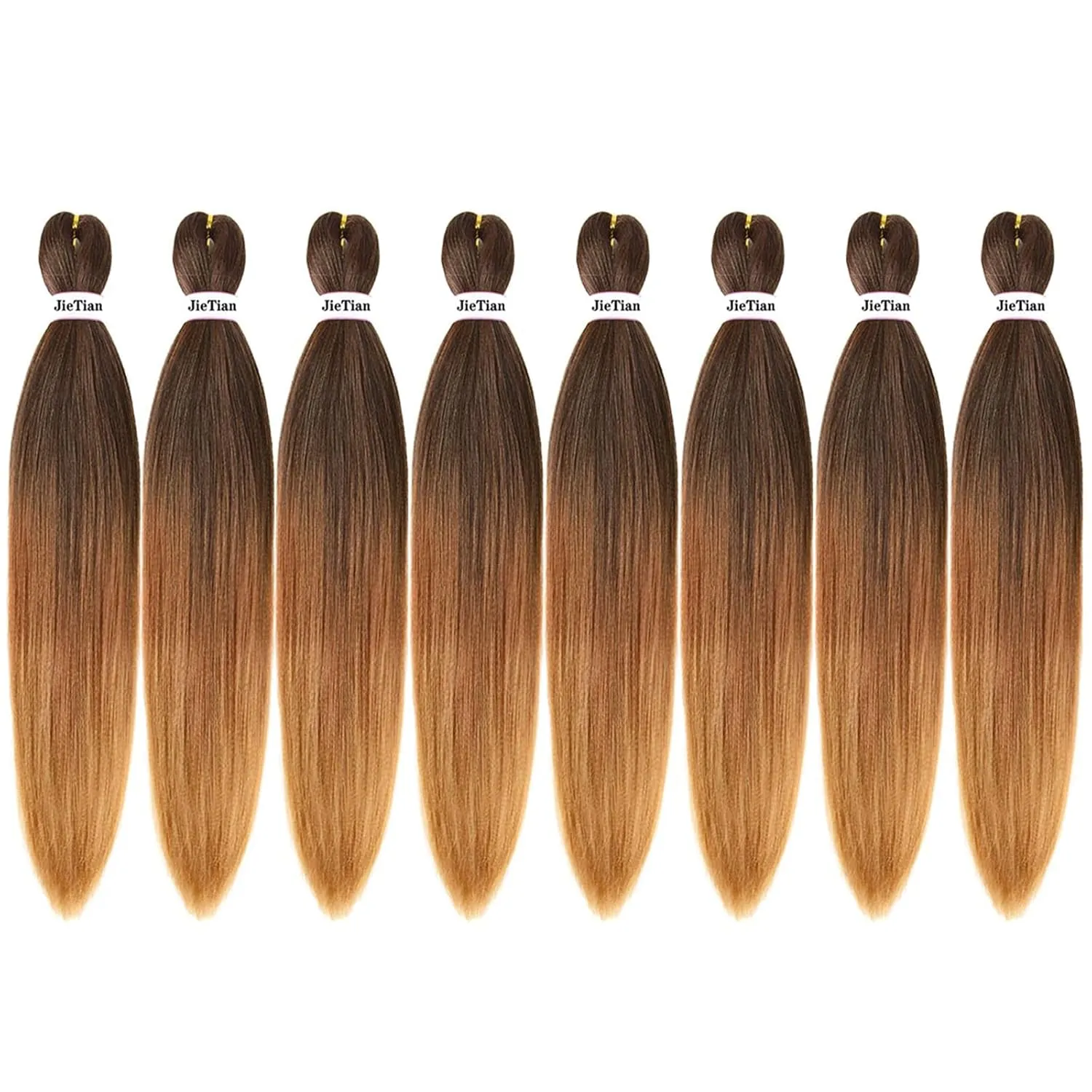Liang Dian Pre Stretched Braiding Hair Ombre 26 Inch 8 Packs Synthetic Crochet Braids Hot Water Setting Professional Soft Yaki Texture Synthetic Hair Extensions(1B/30/27)