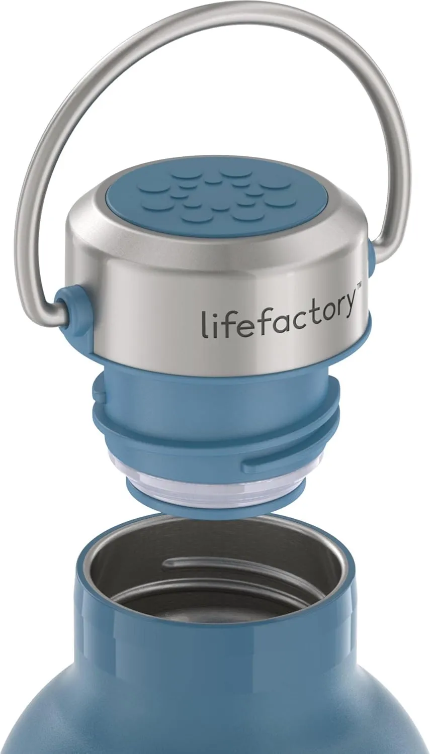 LIfeFactory Stainless Steel Vacuum-Insulated Sport Bottle, 24 Ounce, Dark Denim