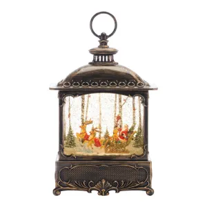 Lighted Water Lantern with Santa & Sleigh
