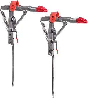 Lixada Automatic Spring Fishing Rod Holder -2 Pack, Stainless Steel Folding Rod Holder Fishing Pole Mount Bracket Ground Stand