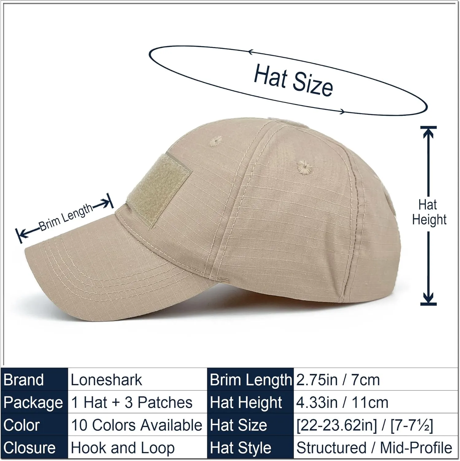 Loneshark Tactical Military Mens Camo Baseball Hat with American Flag Skull Patch Patriotic Operator Camouflage Cap for Women