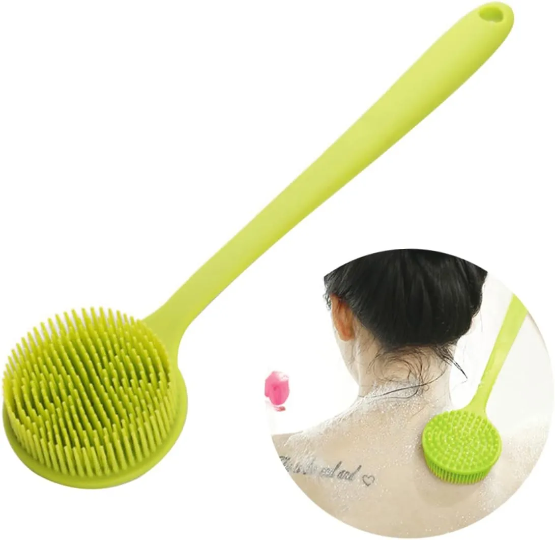 Long Handle Bath Brush Silicone Shower Brush for Body Scrub Back Brush Massage Nubs Exfoliating Skin Care for Family