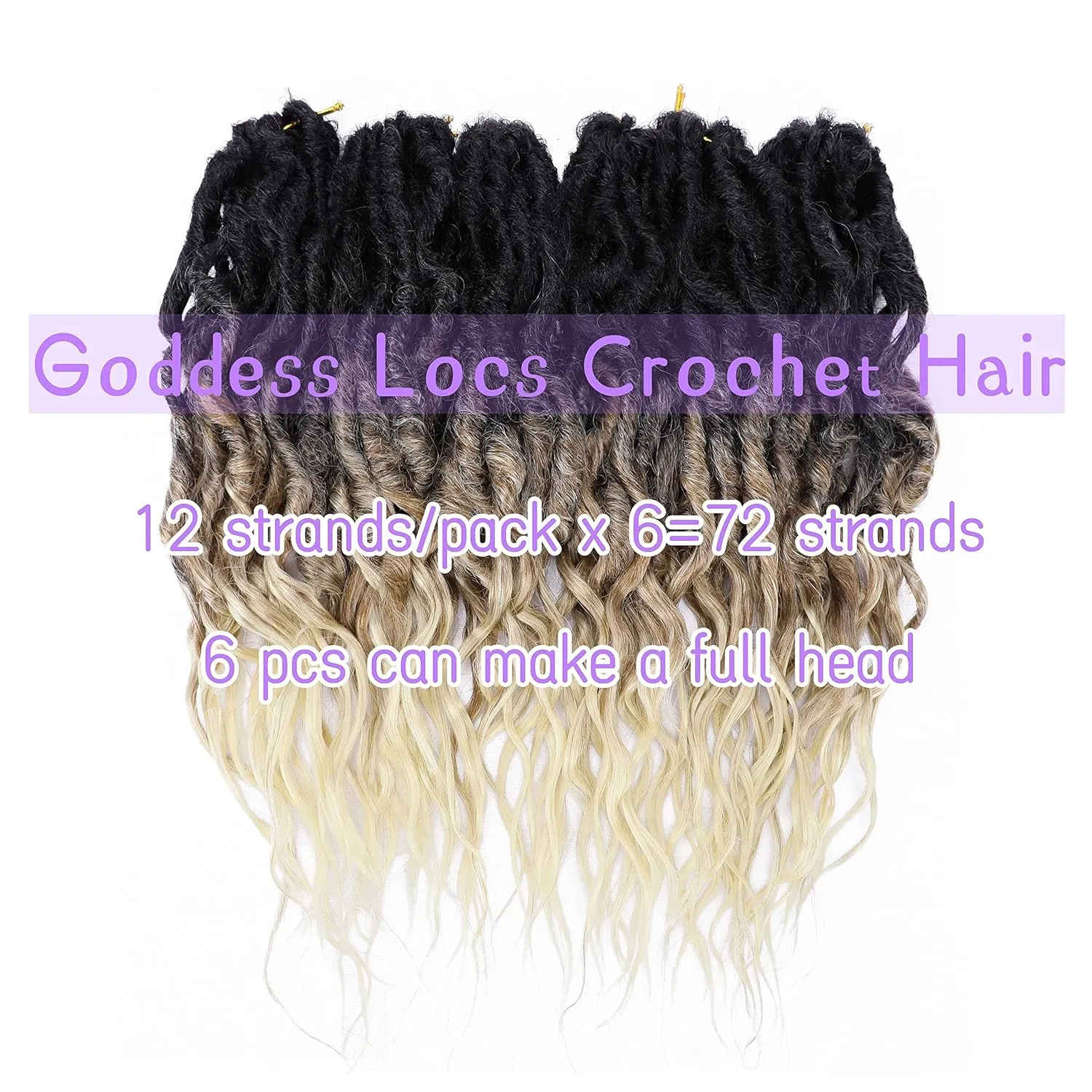 LOSMOEER Faux Locs Crochet Hair 6 Packs Soft Locs Crochet Braids for Women Pre Looped Goddess Locs Crochet Hair 16 Inch Queen Locs Crochet Braids with Curly Ends Synthetic Braiding Hair Extensions