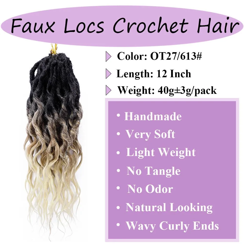 LOSMOEER Faux Locs Crochet Hair 6 Packs Soft Locs Crochet Braids for Women Pre Looped Goddess Locs Crochet Hair 16 Inch Queen Locs Crochet Braids with Curly Ends Synthetic Braiding Hair Extensions