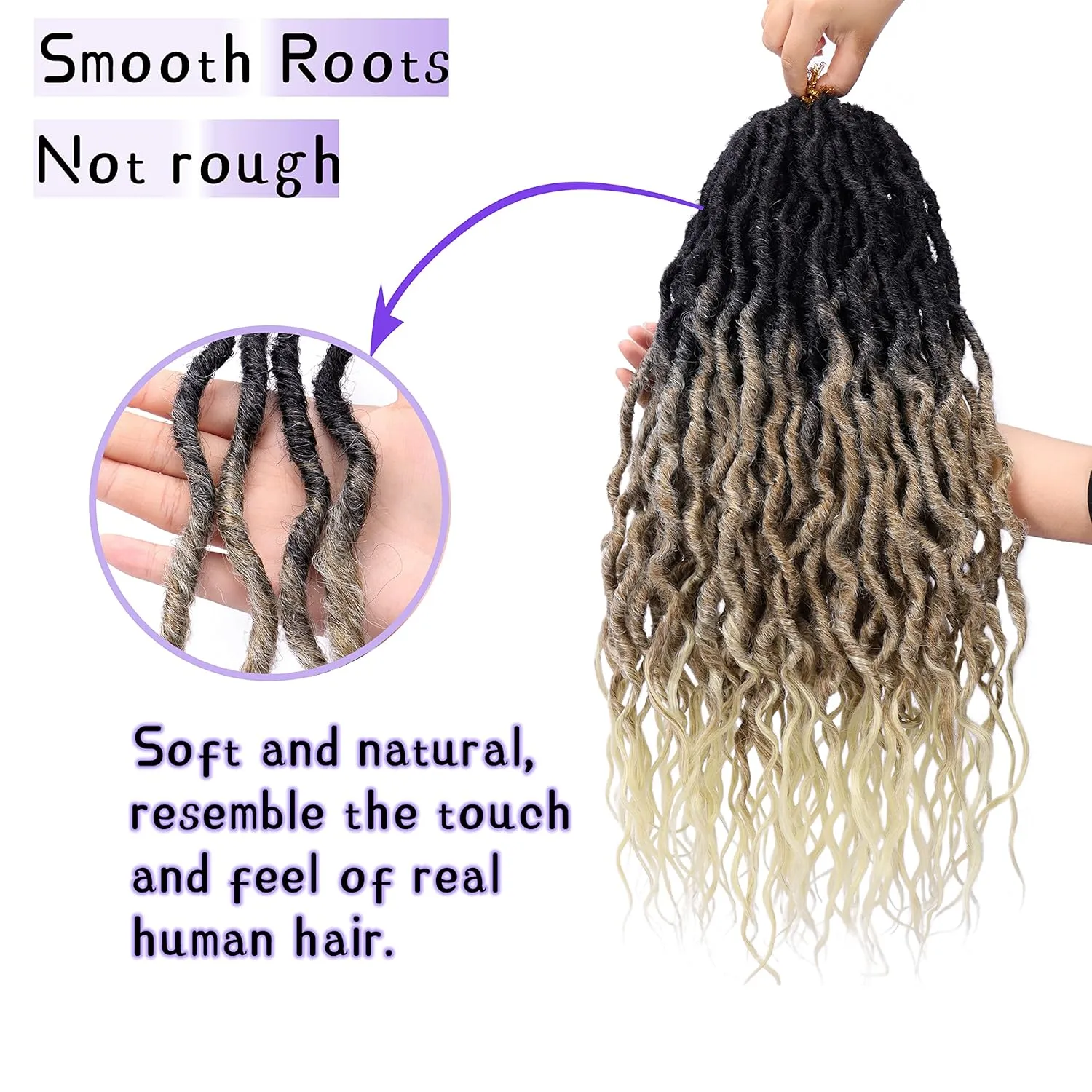 LOSMOEER Faux Locs Crochet Hair 6 Packs Soft Locs Crochet Braids for Women Pre Looped Goddess Locs Crochet Hair 16 Inch Queen Locs Crochet Braids with Curly Ends Synthetic Braiding Hair Extensions