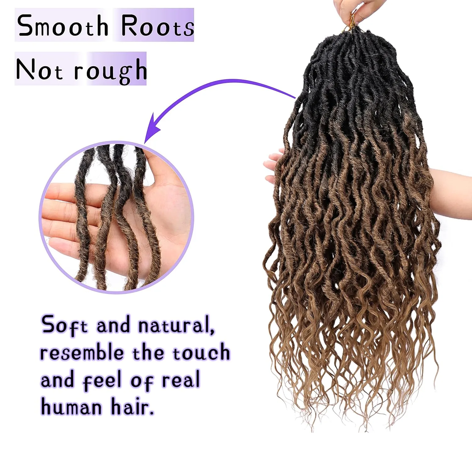 LOSMOEER Faux Locs Crochet Hair 6 Packs Soft Locs Crochet Braids for Women Pre Looped Goddess Locs Crochet Hair 16 Inch Queen Locs Crochet Braids with Curly Ends Synthetic Hair Extensions (OT30#)