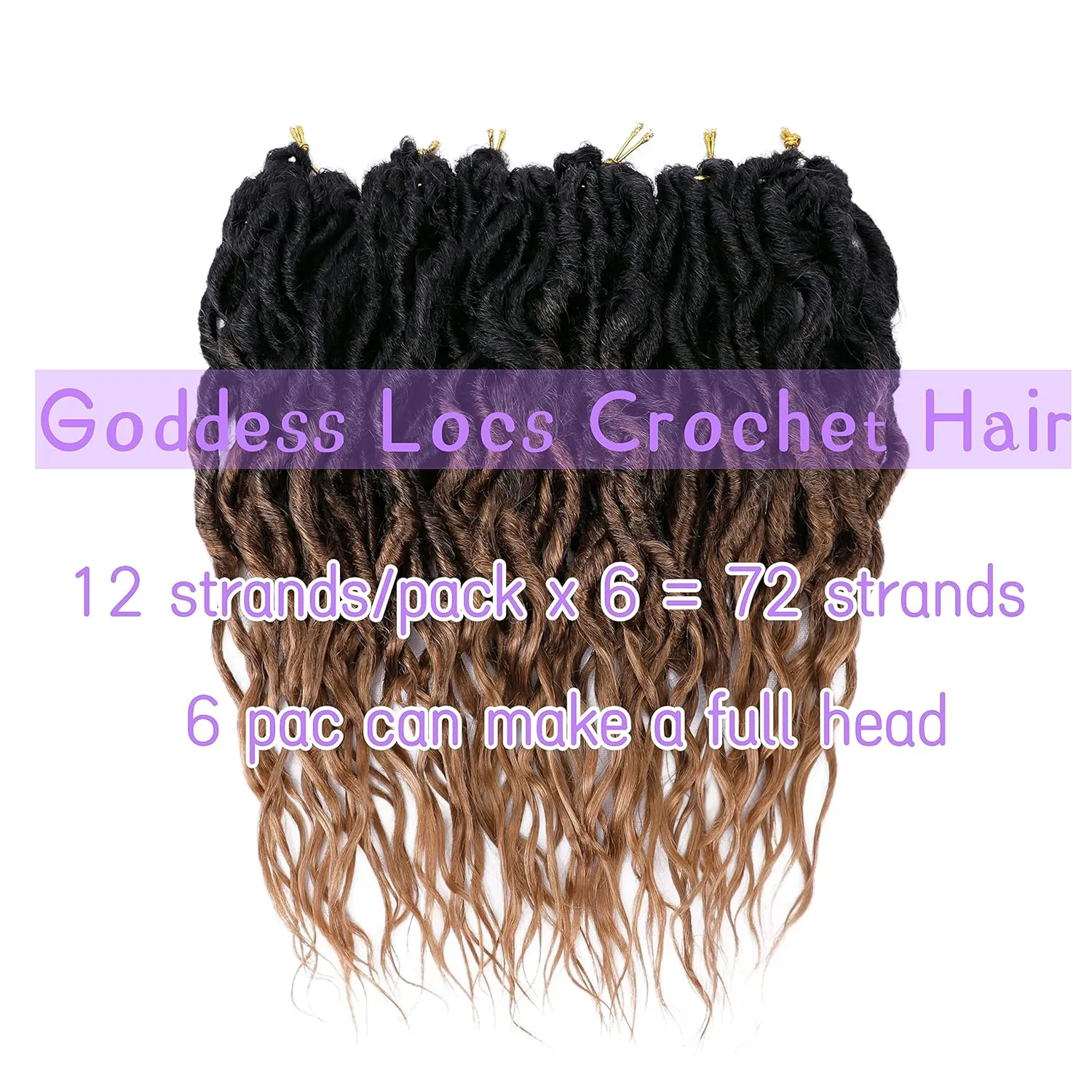 LOSMOEER Faux Locs Crochet Hair 6 Packs Soft Locs Crochet Braids for Women Pre Looped Goddess Locs Crochet Hair 16 Inch Queen Locs Crochet Braids with Curly Ends Synthetic Hair Extensions (OT30#)
