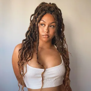 LOSMOEER Goddess Locs Crochet Hair 12 Inch 6 Packs Faux Locs Crochet Hair for Women Soft Locs Pre Looped Crochet Braids with Wavy Curly Ends Queen Locs Synthetic Braids Extensions (30#)