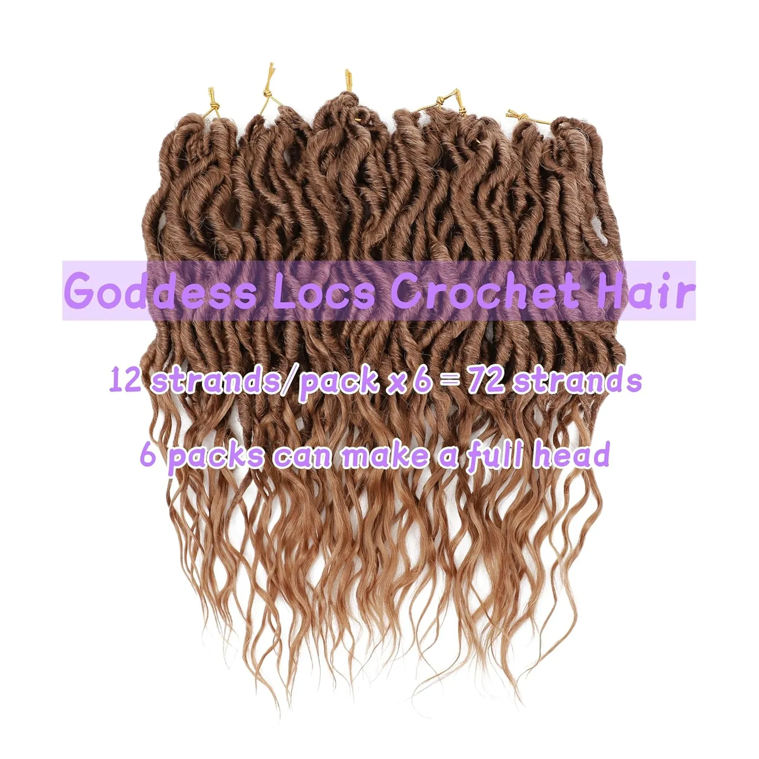LOSMOEER Goddess Locs Crochet Hair 12 Inch 6 Packs Faux Locs Crochet Hair for Women Soft Locs Pre Looped Crochet Braids with Wavy Curly Ends Queen Locs Synthetic Braids Extensions (30#)