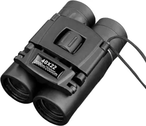 Luhao 40x22 HD Powerful Binoculars 2000M Long Range Folding Mini Telescope Professional Hunting Telescope Zoom Military HD BAK4 FMC Optics for Hunting Sports Camping Travel Outdoor Gifts, black