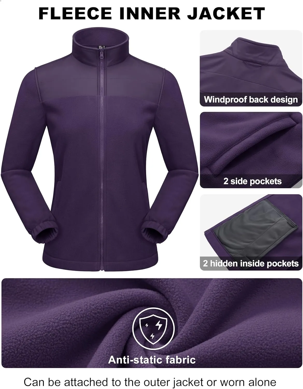 MAGCOMSEN Women's 3 in 1 Ski Jacket Water Resistant Winter Snow Coat Warm Fleece Lined Windproof Hiking Rain Outwear