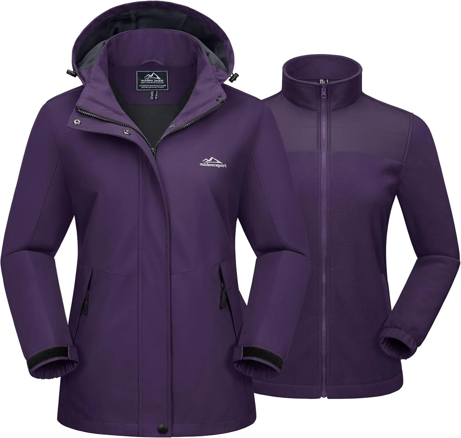 MAGCOMSEN Women's 3 in 1 Ski Jacket Water Resistant Winter Snow Coat Warm Fleece Lined Windproof Hiking Rain Outwear