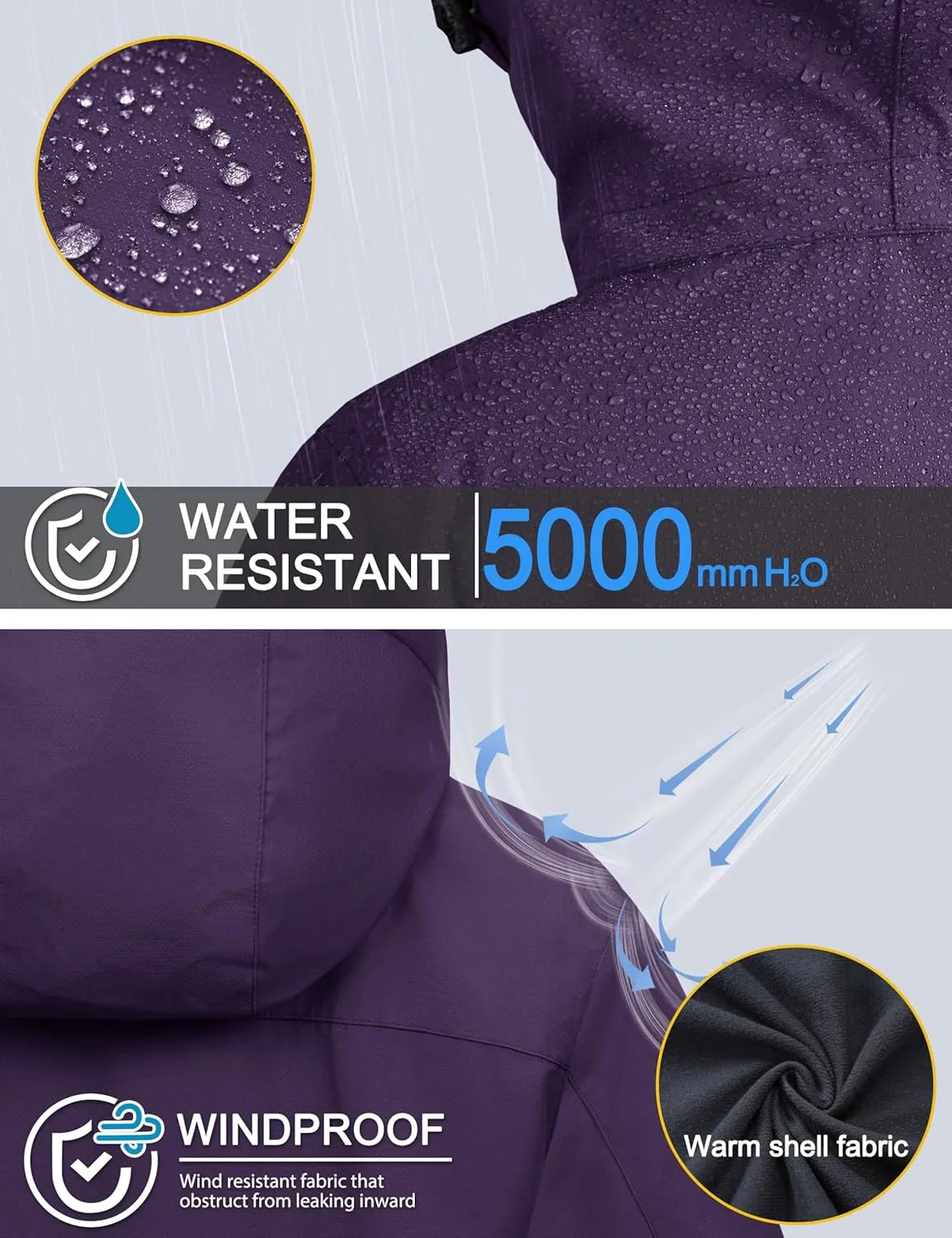MAGCOMSEN Women's 3 in 1 Ski Jacket Water Resistant Winter Snow Coat Warm Fleece Lined Windproof Hiking Rain Outwear