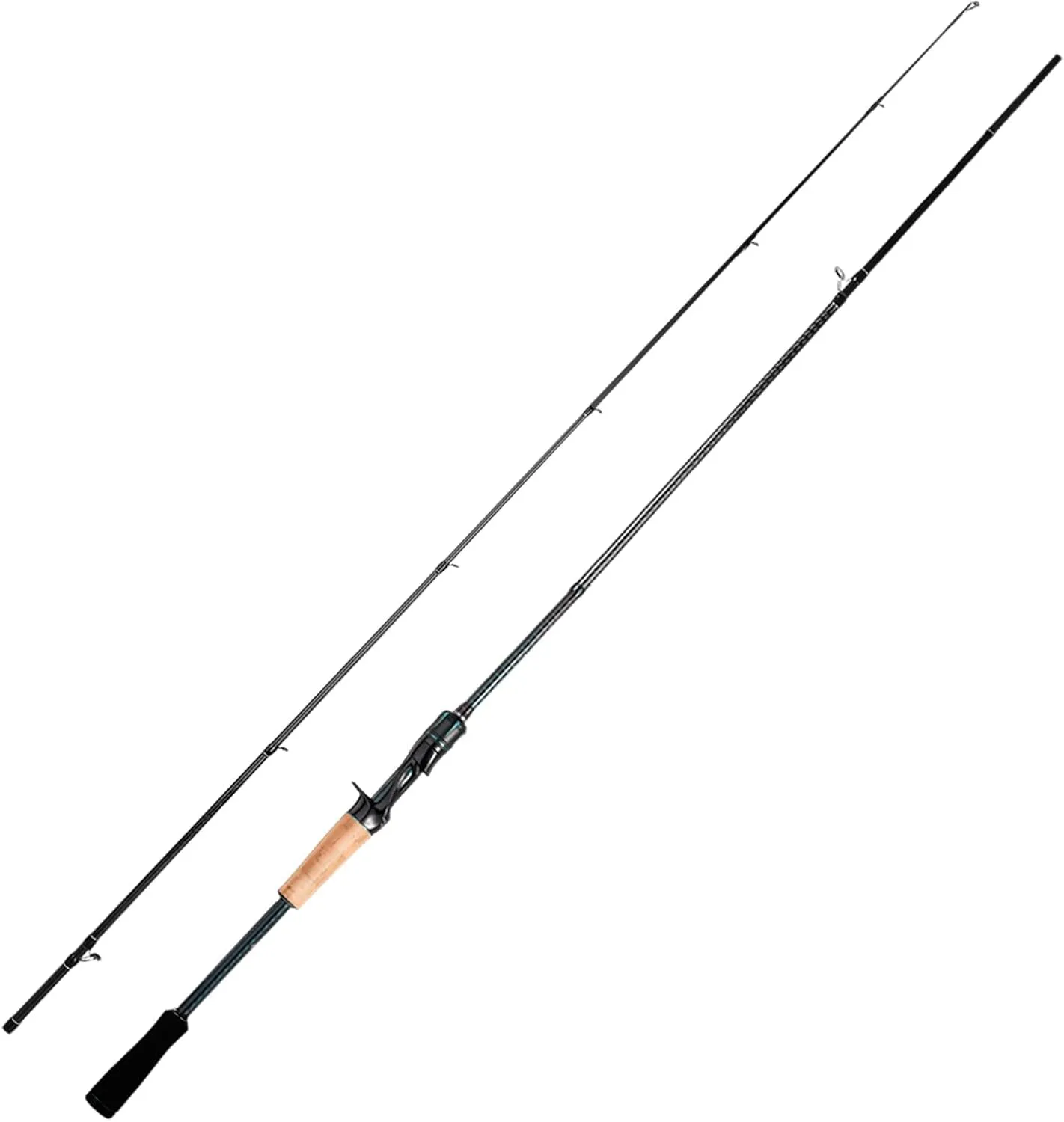Magic L Baitcaster Rod 30 24T Carbon Fiber, Bass Trout Fishing Rod Fuji O A Guides, Casting Rod 6'6"-8' L-H Power MF-F Action, Baitcasting Rod with Cork EVA Handle, 2 Pieces
