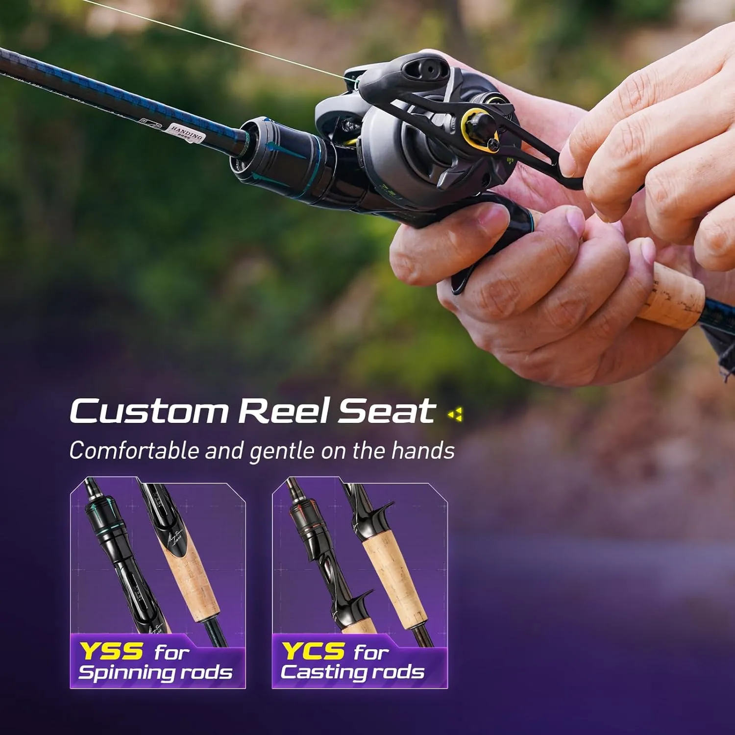 Magic L Baitcaster Rod 30 24T Carbon Fiber, Bass Trout Fishing Rod Fuji O A Guides, Casting Rod 6'6"-8' L-H Power MF-F Action, Baitcasting Rod with Cork EVA Handle, 2 Pieces
