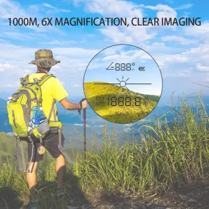 MaGiLL Golf Range Finder - 1200m 4 in 1 Speed Angle Height Distance 6X Accurate Measurement Water Resistant Binoculars for Golf Hunting (Color : White) (Black)