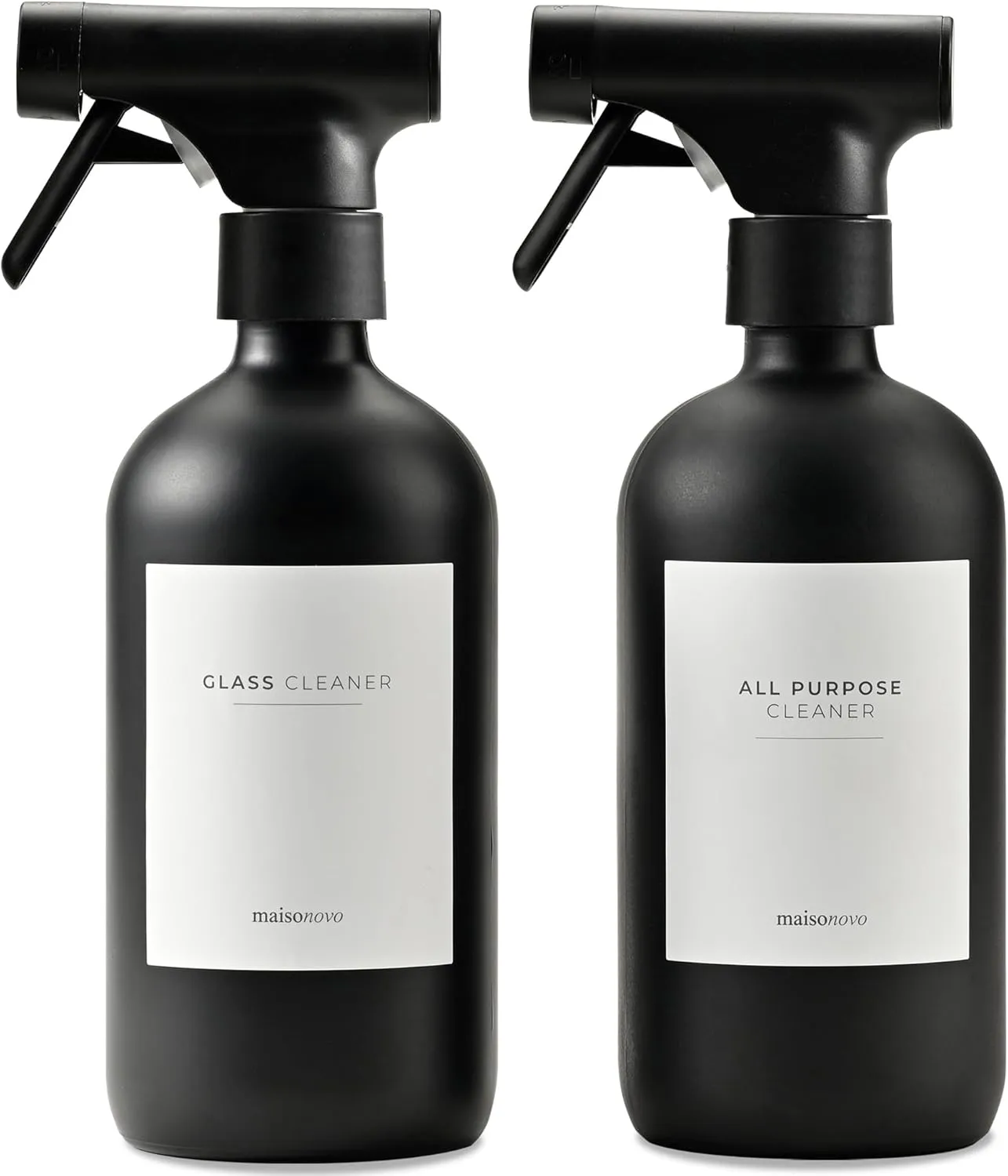 MAISONOVO Spray Bottle for Hair - 16.9 fl oz Black x 2 with 16 Labels