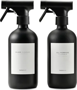 MAISONOVO Spray Bottle for Hair - 16.9 fl oz Black x 2 with 16 Labels
