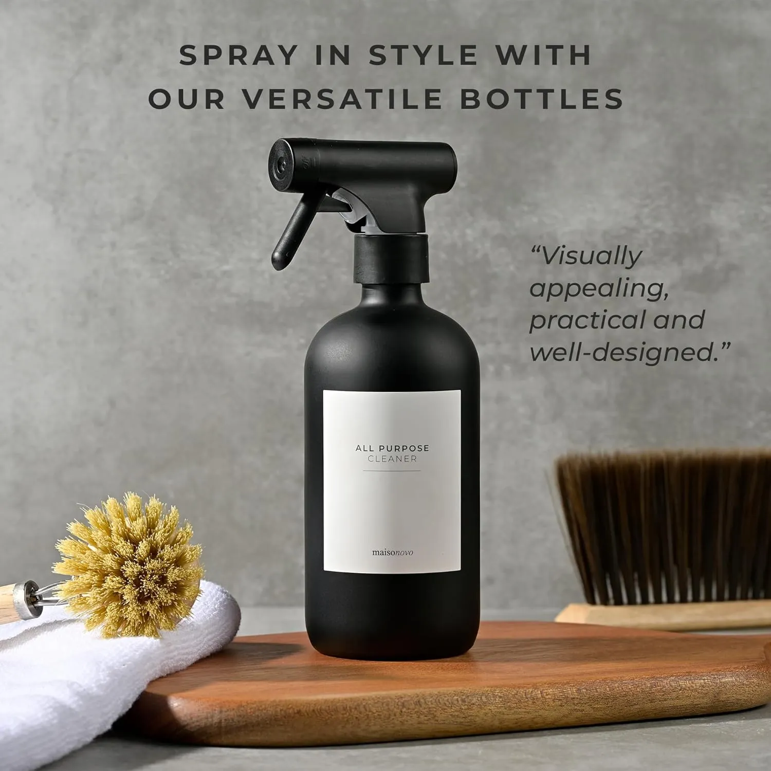 MAISONOVO Spray Bottle for Hair - 16.9 fl oz Black x 2 with 16 Labels