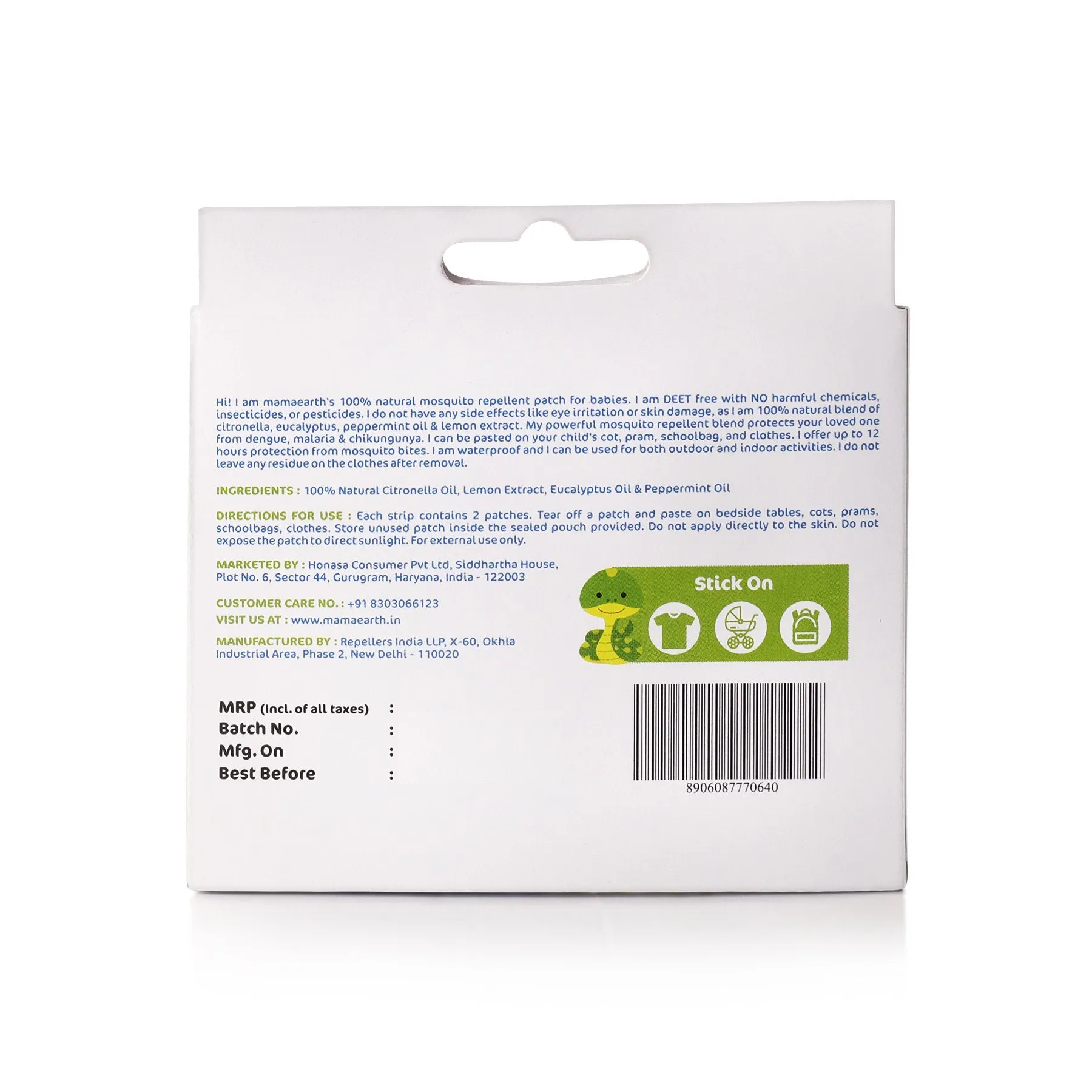 Mamaearth Natural Repellent Mosquito Patches for Babies, White, 24 Patchesand Natural Insect Repellent for Babies (100 ml)