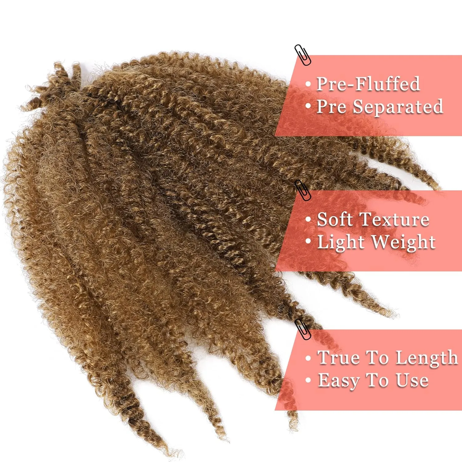 Marley Hair 10 Inch 7 Packs Brown Marley Twist Braiding Hair for Soft Faux Locs Crochet Hair Pre Separated Springy Afro Twist Hair Cuban Twist Hair Pre Fluffed Spring Twist Hair Extensions (10",30)