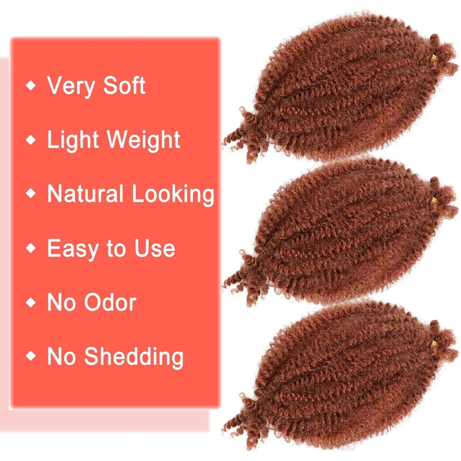Marley Hair 10 Inch 7 Packs Ginger Marley Twist Braiding Hair for Soft Faux Locs Crochet Hair Pre Separated Springy Afro Twist Hair Cuban Twist Hair Pre Fluffed Spring Twist Hair Extensions (10",350)