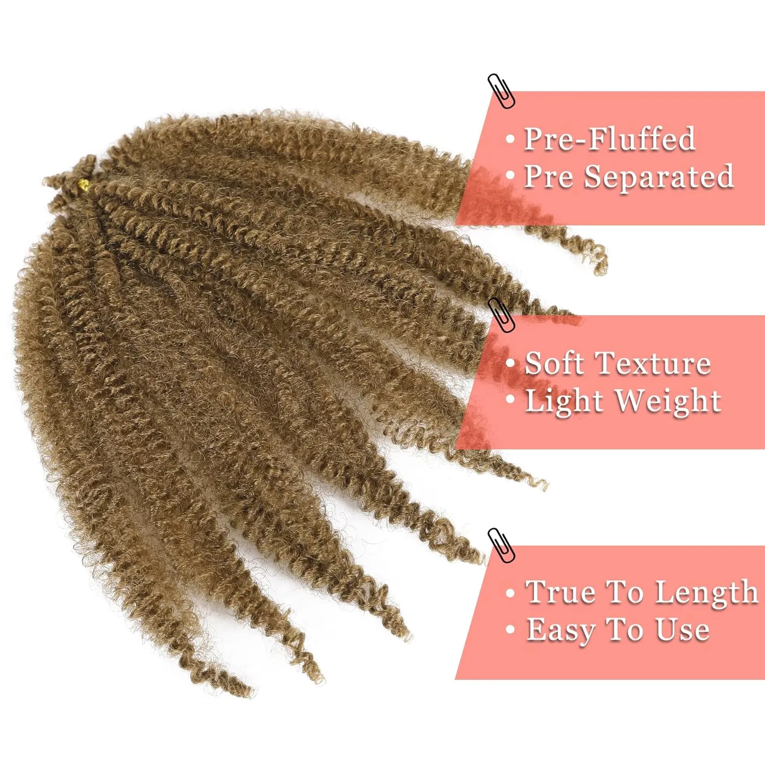 Marley Hair 10 Inch 7 Packs Honey Blonde Marley Twist Braiding Hair for Soft Faux Locs Crochet Hair Pre Separated Springy Afro Twist Hair Pre Fluffed Spring Twist Hair Extensions (10",27)