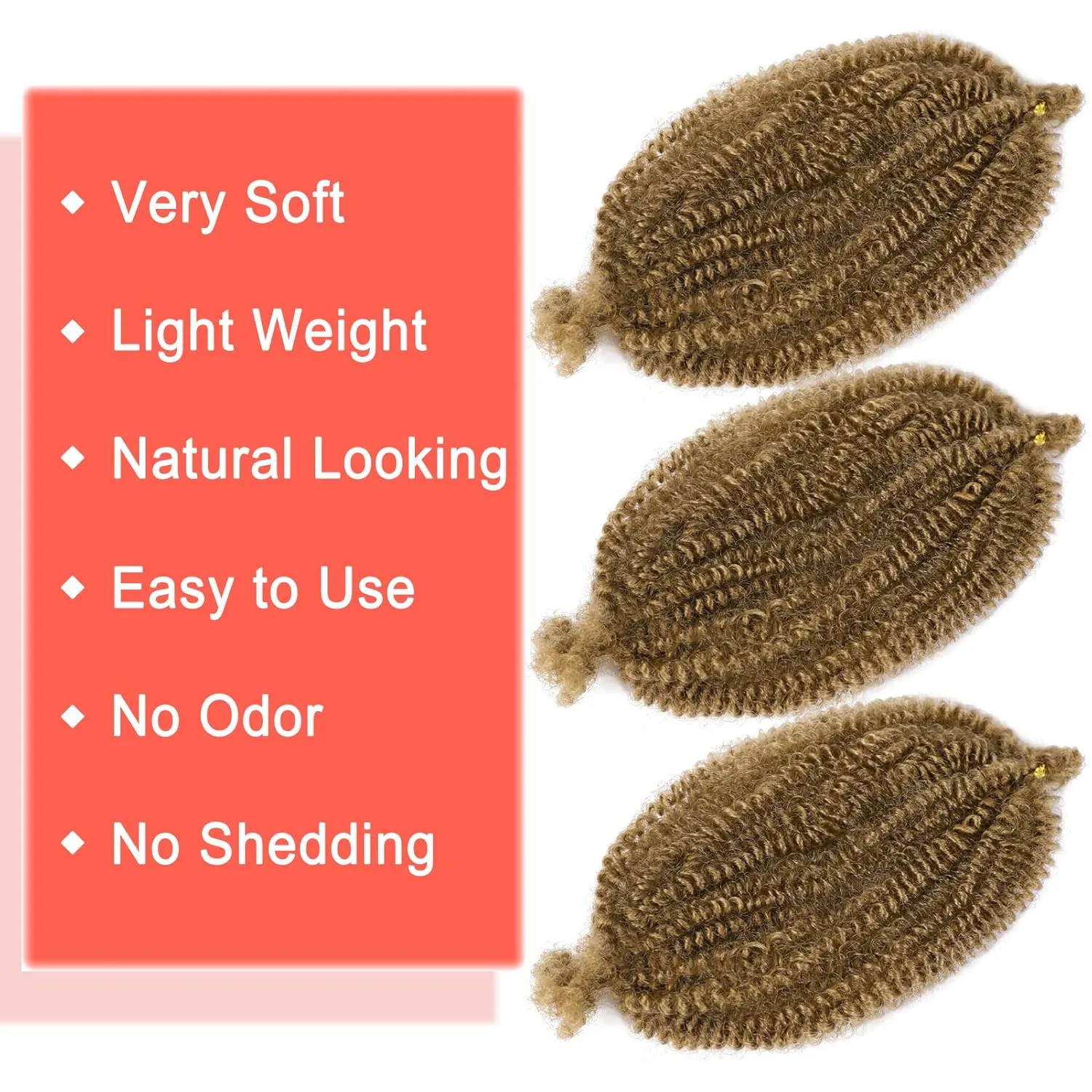 Marley Hair 10 Inch 7 Packs Honey Blonde Marley Twist Braiding Hair for Soft Faux Locs Crochet Hair Pre Separated Springy Afro Twist Hair Pre Fluffed Spring Twist Hair Extensions (10",27)