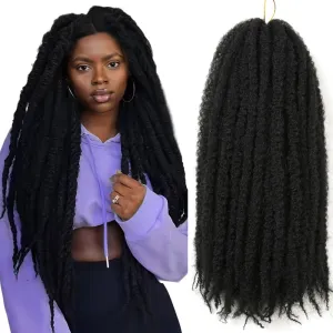 Marley Twist Braiding Hair 18 Inch 8 Packs Cuban Twist Hair Springy Afro Kinky Twist Crochet Braiding Natural Black Synthetic Marley Braid Hair Extension (1B#, 18inch 8packs)