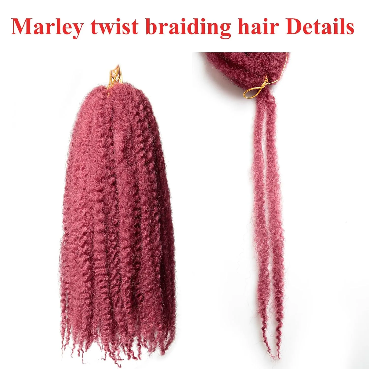 Marley Twist Braiding Hair 18 Inch 8 Packs – Long-Lasting Marley Hair, Fluffy&Tangle-Free Cuban Twist Hair for Braiding, Natural Look Synthetic Spring Afro Kinky Twist Hair Extensions (118=BUG)