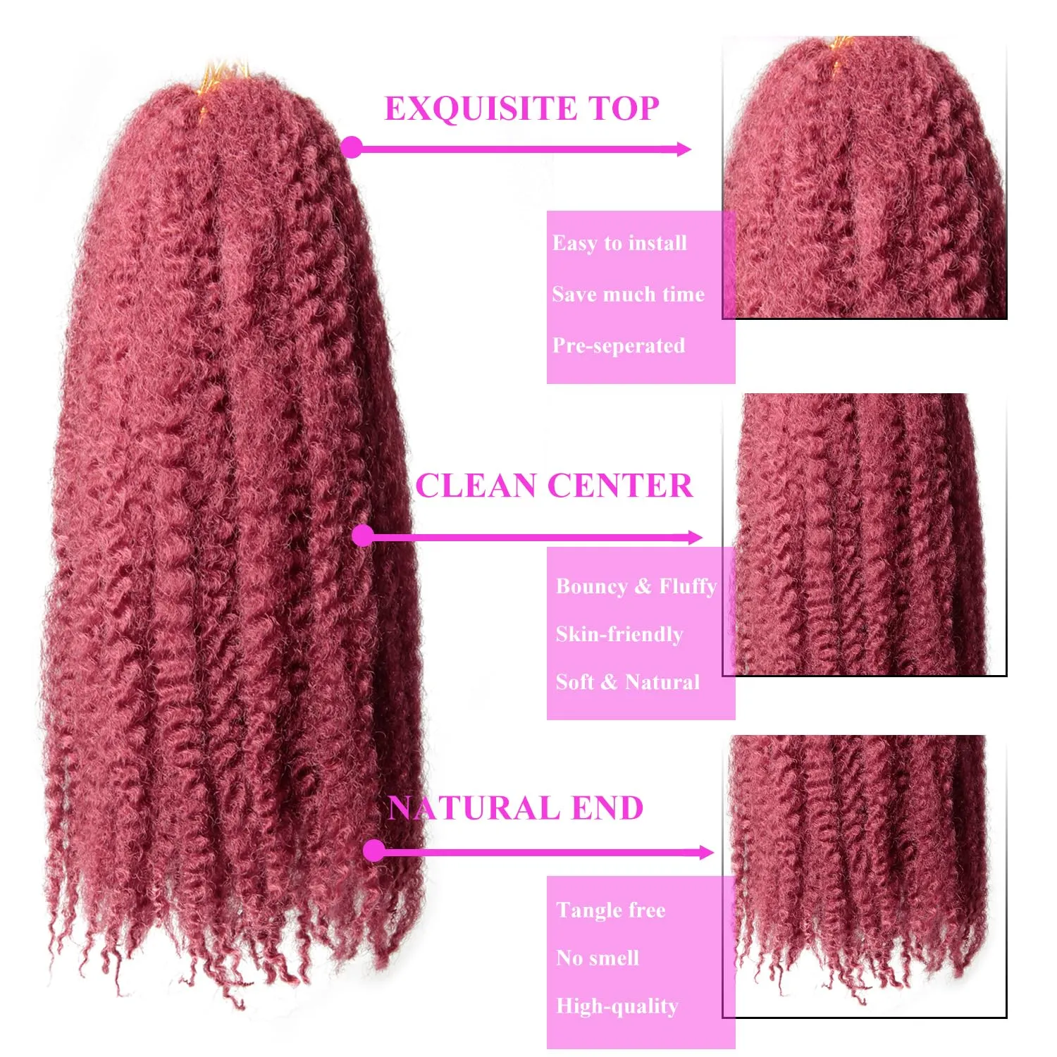 Marley Twist Braiding Hair 18 Inch 8 Packs – Long-Lasting Marley Hair, Fluffy&Tangle-Free Cuban Twist Hair for Braiding, Natural Look Synthetic Spring Afro Kinky Twist Hair Extensions (118=BUG)