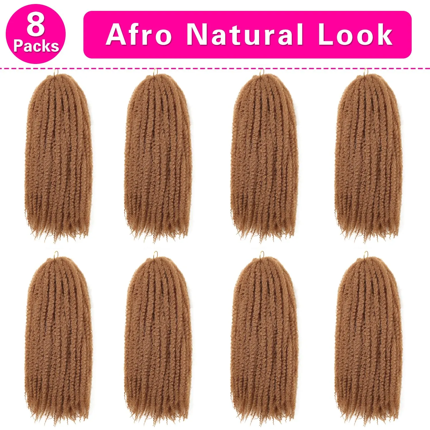 Marley Twist Braiding Hair 18 Inch 8 Packs Marley Twist Hair Springy Afro Kinky Twist Hair Crochet Braids Synthetic Twist Crochet Braiding Marley Hair Extension for Locs (27#, 18inch 8packs)