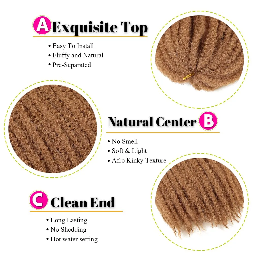 Marley Twist Braiding Hair 18 Inch 8 Packs Marley Twist Hair Springy Afro Kinky Twist Hair Crochet Braids Synthetic Twist Crochet Braiding Marley Hair Extension for Locs (27#, 18inch 8packs)