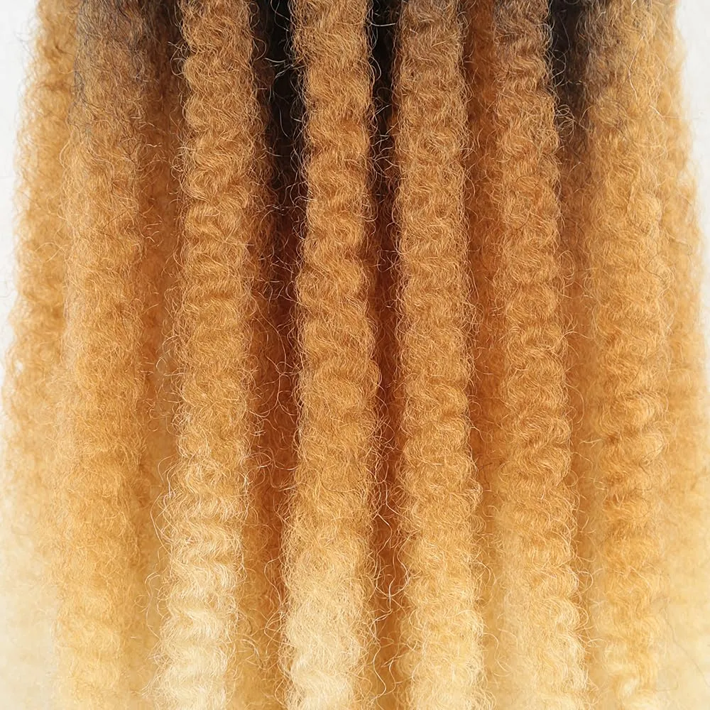 Marley Twist Braiding Hair 18 Inch 8 Packs Ombre Marley Twist Hair Cuban Twist Afro Kinky Twist Crochet Braids Hair Synthetic Twist Hair Extension for Locs (1B27613#, 18inch 8packs)