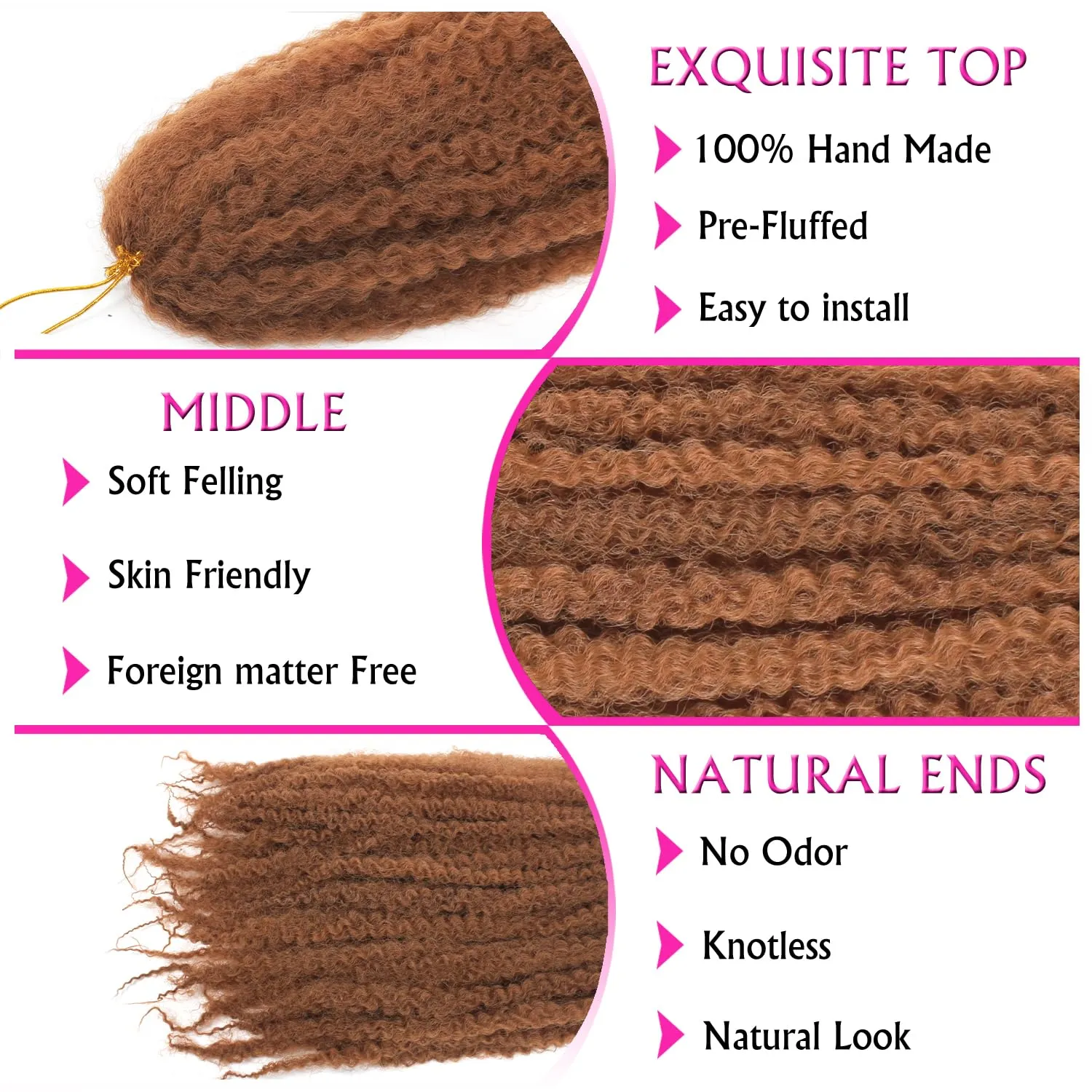 Marley Twist Braiding Hair 18 Inch Marley Hair 8 Packs Kinky Twist Hair Extensions for Afro Kinky Curly Braiding Hair Soft and Natural Crochet Hair (18 Inch 8packs,#30)