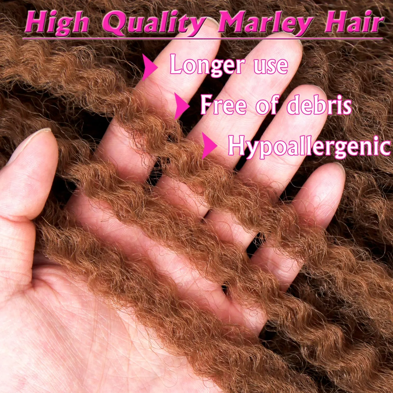 Marley Twist Braiding Hair 18 Inch Marley Hair 8 Packs Kinky Twist Hair Extensions for Afro Kinky Curly Braiding Hair Soft and Natural Crochet Hair (18 Inch 8packs,#30)