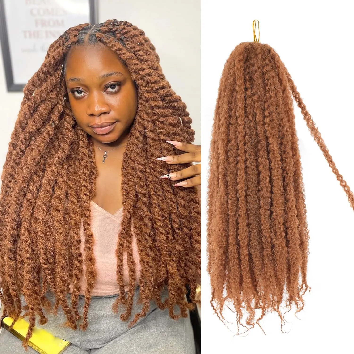 Marley Twist Braiding Hair 18 Inch Marley Hair 8 Packs Kinky Twist Hair Extensions for Afro Kinky Curly Braiding Hair Soft and Natural Crochet Hair (18 Inch 8packs,#30)