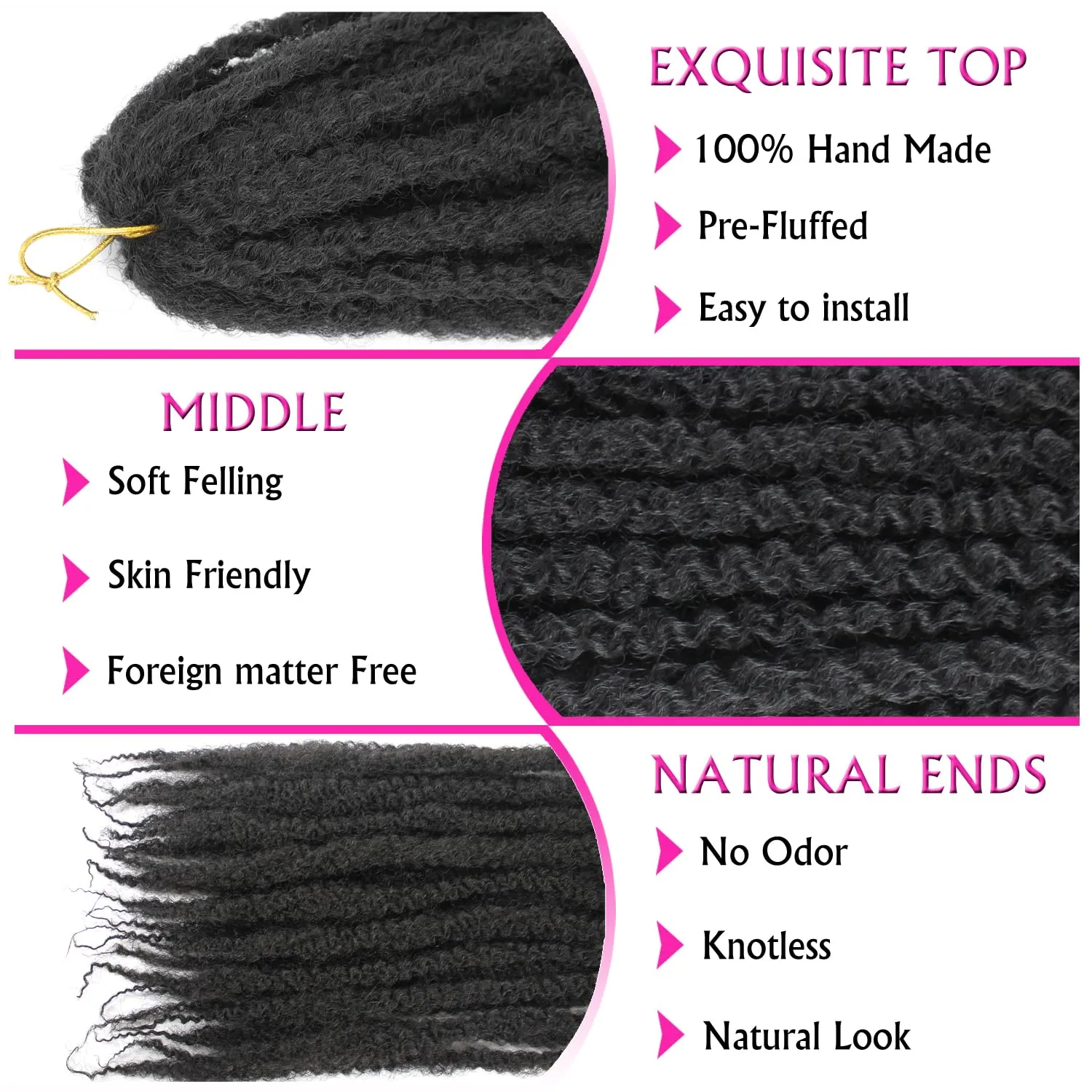 Marley Twist Braiding Hair 18 Inch Marley Hair 8 Packs Kinky Twist Hair Extensions for Afro Kinky Curly Braiding Soft and Natural Crochet Hair (18 Inch 8packs, 1B)