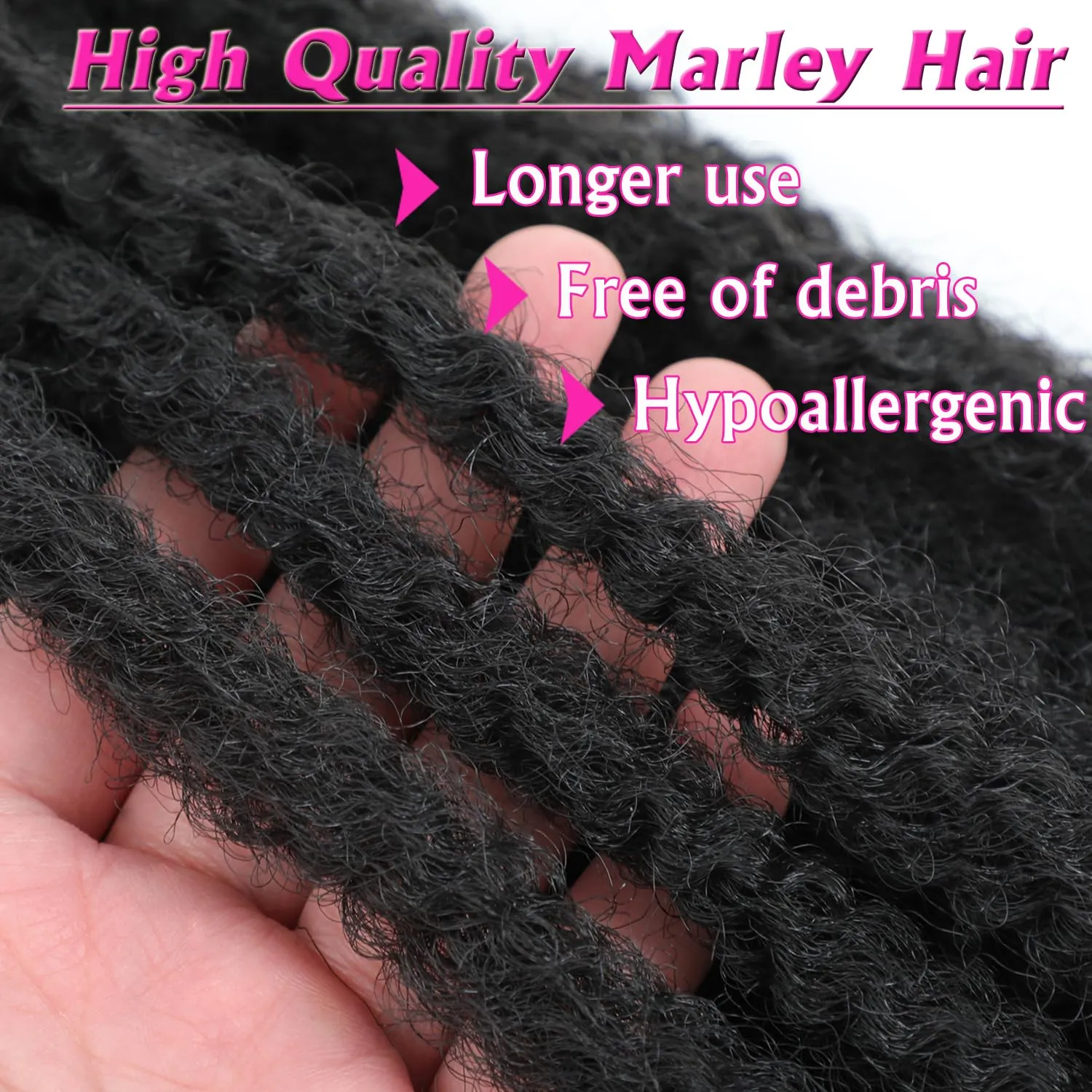 Marley Twist Braiding Hair 18 Inch Marley Hair 8 Packs Kinky Twist Hair Extensions for Afro Kinky Curly Braiding Soft and Natural Crochet Hair (18 Inch 8packs, 1B)