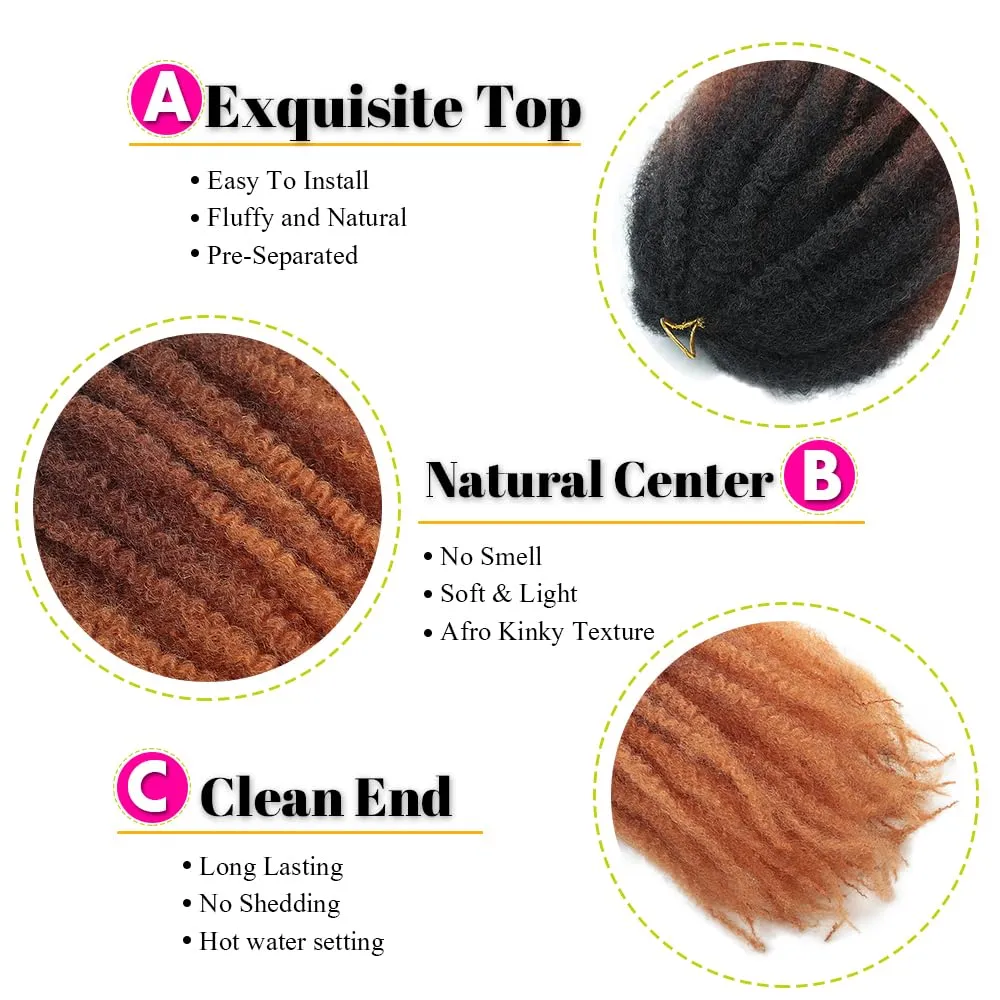 Marley Twist Braiding Hair 18 Inch Ombre Cuban Twist Hair 8 Packs Springy Afro Kinky Twists Crochet Hair Extension Crochet Twist Braiding Synthetic Hair for Faux Locs (3TOrange, 18inch 8packs)