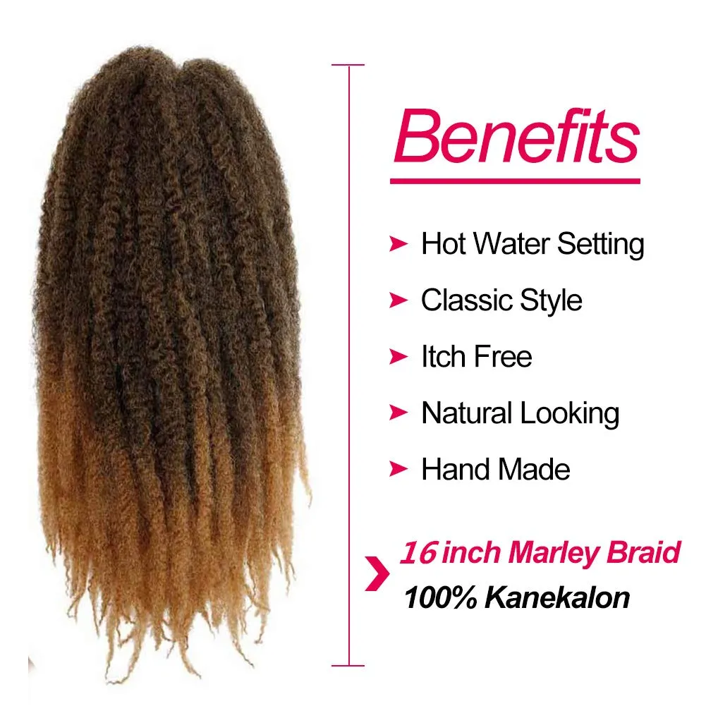 Marley Twist Braiding Hair – Cuban Twist Hair Extensions, Soft & Natural Marley Hair for Marley Twist StylesFor Faux Locs, Spring Twist Hair, Butterfly Locs (16inch, T27)