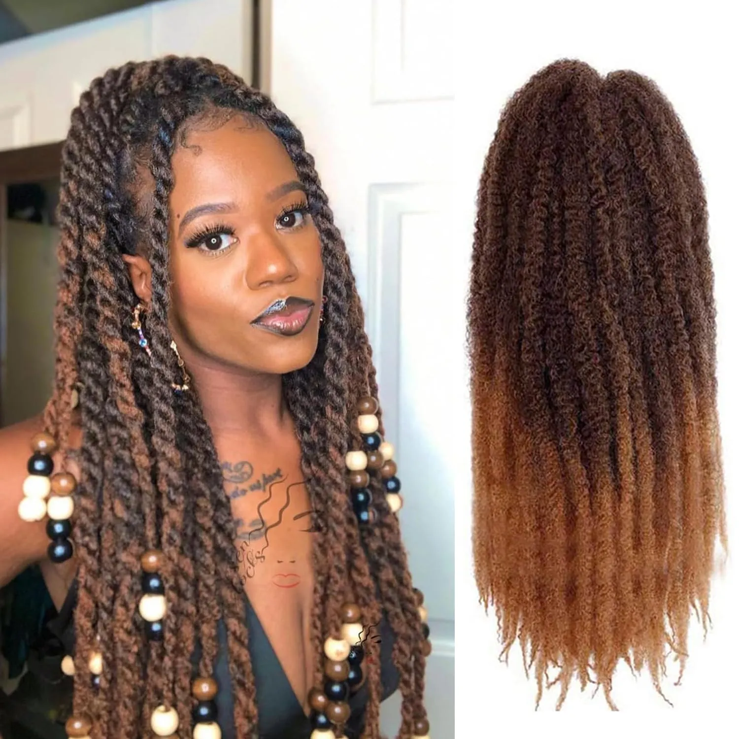 Marley Twist Braiding Hair – Cuban Twist Hair Extensions, Soft & Natural Marley Hair for Marley Twist StylesFor Faux Locs, Spring Twist Hair, Butterfly Locs (16inch, T30)