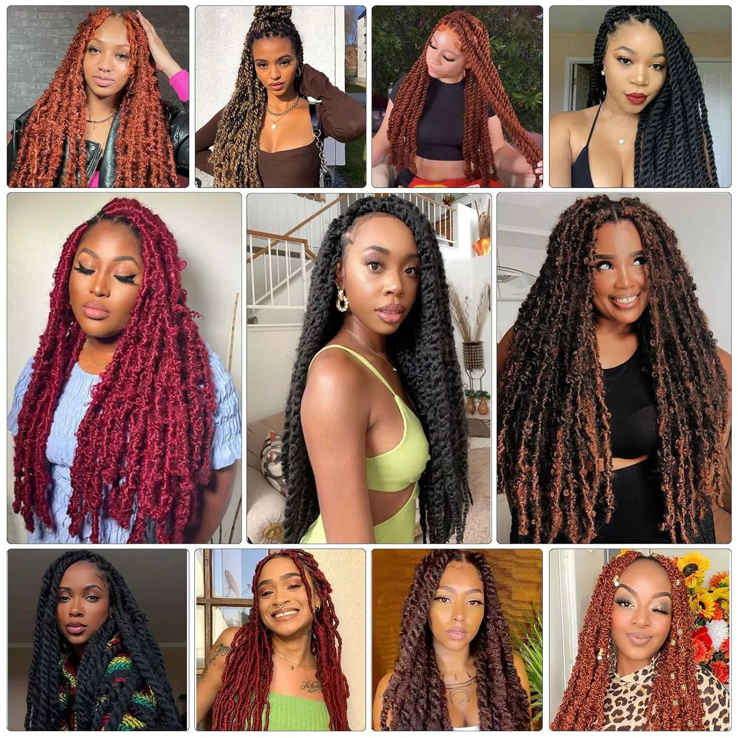 Marley Twist Braiding Hair – Cuban Twist Hair Extensions, Soft & Natural Marley Hair for Marley Twist StylesFor Faux Locs, Spring Twist Hair, Butterfly Locs(16inch, 4#)