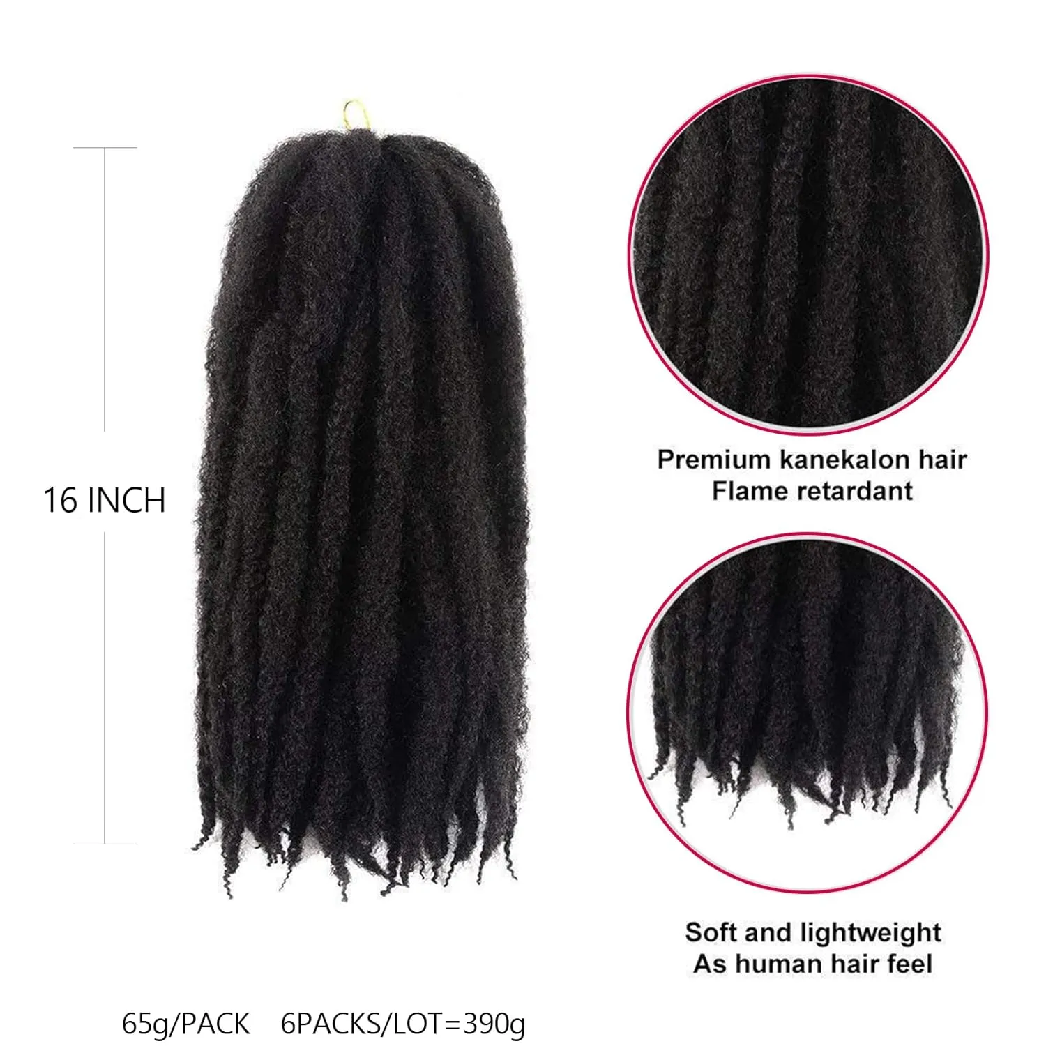 Marley Twist Braiding Hair – Cuban Twist Hair Extensions, Soft & Natural Marley Hair for Marley Twist StylesFor Faux Locs, Spring Twist Hair, Butterfly Locs(16inch, 4#)