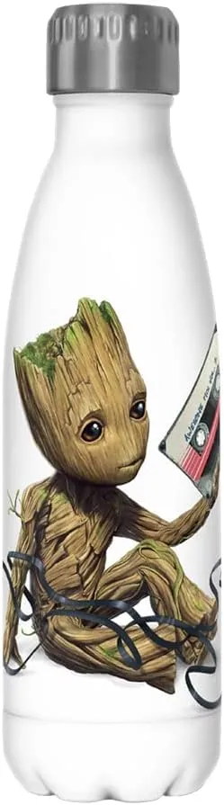 Marvel Groot Tape 17 oz Stainless Steel Water Bottle, 17 Ounce, Multicolored