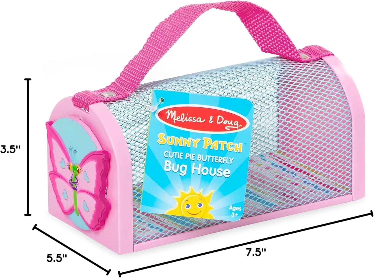 Melissa & Doug Sunny Patch Cutie Pie Butterfly Bug House Toy for 3  years With Carrying Handle and Easy-Access Door